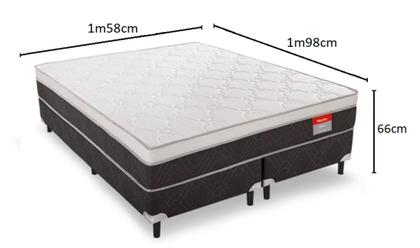 Imagem de Conjunto Box Queen Size Real Reconflex com Base material sintético Preto (158x198x66)