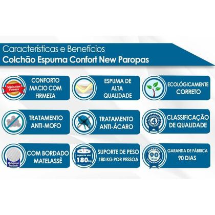 Imagem de Conjunto Box Solteiro: Colchão Espuma Paropas AG65 Confort New + Base CRC Suede Clean (88x188)