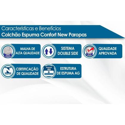 Imagem de Conjunto Box Solteiro: Colchão Espuma Paropas AG65 Confort New + Base CRC Suede Clean (88x188)