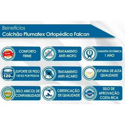 Imagem de Conjunto Box Solteiro: Colchão Espuma Plumatex D26 Falcon Firme + Base CRC Suede Gray (88x188)