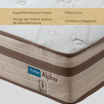 Imagem de Conjunto Box Solteiro Mola Ensacada Probel Alpha (88x188x52cm) Branco