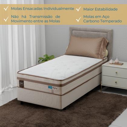 Imagem de Conjunto Box Solteiro Mola Ensacada Probel Alpha (88x188x52cm) Branco