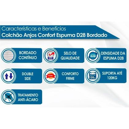 Imagem de Conjunto Box Viúva: Colchão Espuma Anjos D28 Confort Double Face + Base CRC Suede Brown(128x188)