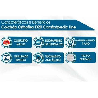 Imagem de Conjunto Box Viúva: Colchão Espuma Orthoflex D20 ComfortPedic + Base CRC Suede Black(128x188)