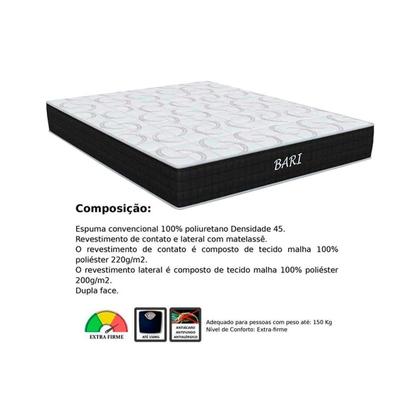 Imagem de Conjunto Box Viúva: Colchão Espuma Orthoflex D45 Bari + Base CRC Suede Black (128x188)