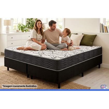 Imagem de Conjunto Box Viúva: Colchão Espuma Ortobom D33 Anatômico ISO 100 Ultra Firme + Base CRC Suede Black (128x188)