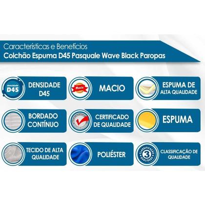Imagem de Conjunto Box Viúva: Colchão Espuma Paropas D45 Pasquale Wave Black + Base CRC Suede Black (128x188)