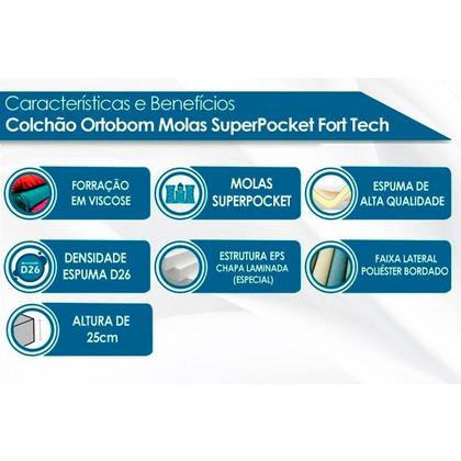 Imagem de Conjunto Box Viúva: Colchão Molas Ortobom Ensacadas ISO + Base CRC Suede Gray (128x188)