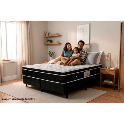 Imagem de Conjunto Box Viúva: Colchão Molas Ortobom Nanolastic Physical Spring + Base CRC Suede Black(128x188)