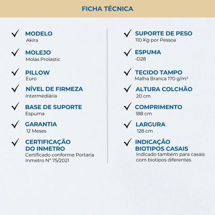 Imagem de Conjunto Box Viúva Mola Ensacada Probel Akira (128x188x46cm) Branco