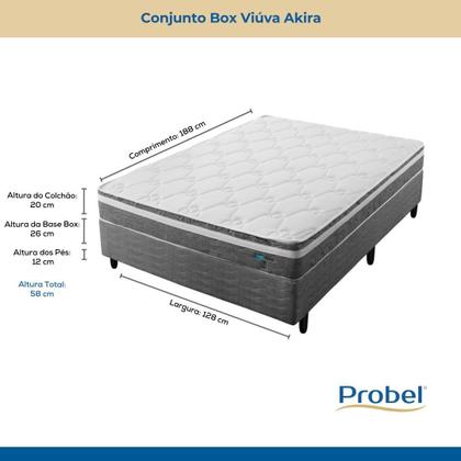 Imagem de Conjunto Box Viúva Mola Ensacada Probel Akira (128x188x46cm) Branco