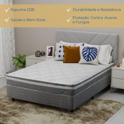 Imagem de Conjunto Box Viúva Mola Ensacada Probel Akira (128x188x46cm) Branco