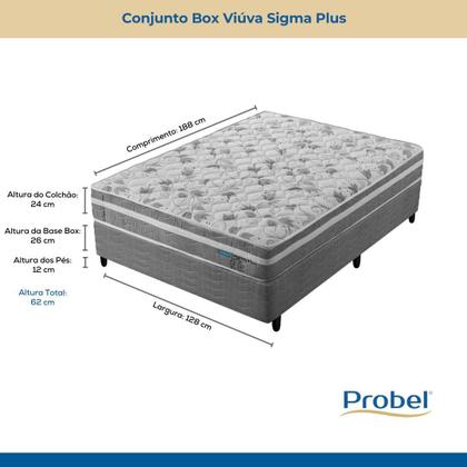 Imagem de Conjunto Box Viúva Mola Ensacada Probel Sigma Plus (128x188x50cm) Branco