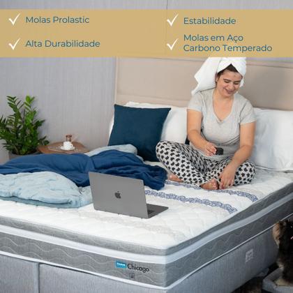 Imagem de Conjunto Box Viúva Mola Probel Chicago (128x188x50cm) Branco