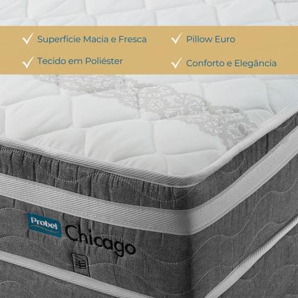 Imagem de Conjunto Box Viúva Mola Probel Chicago (128x188x50cm) Branco