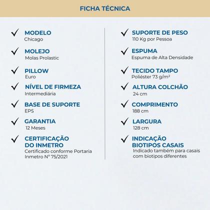 Imagem de Conjunto Box Viúva Mola Probel Chicago (128x188x50cm) Branco