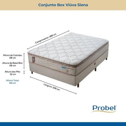 Imagem de Conjunto Box Viúva Mola Probel Siena (128x188x54cm) Branco