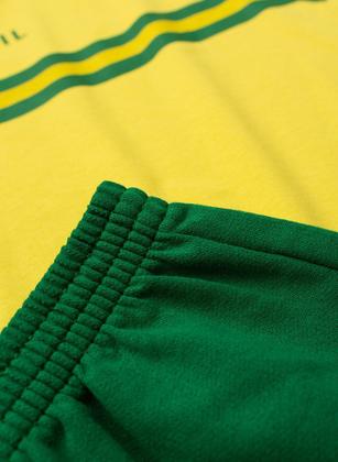 Imagem de Conjunto Brasil Infantil Menino Amarelo Camiseta e Bermuda Copa Do Mundo