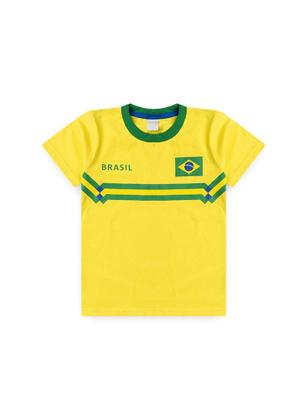 Imagem de Conjunto Brasil Infantil Menino Amarelo Camiseta e Bermuda Copa Do Mundo