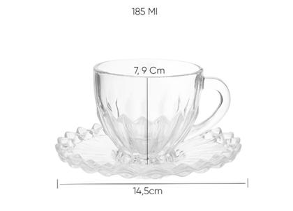 Imagem de Conjunto Brasiliano Coffee de Vidro com 6 Xícaras e Pires 185ml