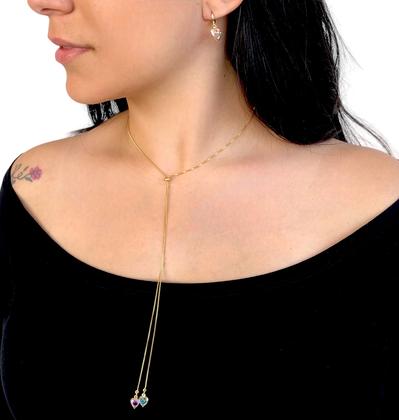 Imagem de Conjunto Brinco Colar Feminino Gota Cravejado Zircônia Luxo