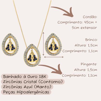 Imagem de Conjunto Brinco Colar Nossa Senhora Aparecida Banhado Ouro