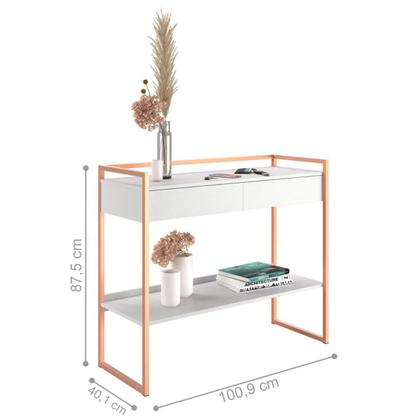 Imagem de Conjunto Buffet 2 Portas e Aparador Industrial Branco Cobre