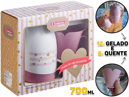 Imagem de Conjunto Bule Garrafa Térmica 700ml Ampola Vidro Com Suporte Para Filtro De Café Tamanho 102