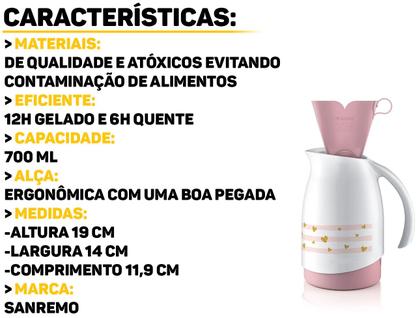 Imagem de Conjunto Bule Garrafa Térmica 700ml Ampola Vidro Com Suporte Para Filtro De Café Tamanho 102