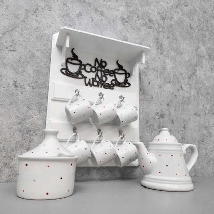 Imagem de Conjunto bule no coffee no workee provençal com açucareiro poá color