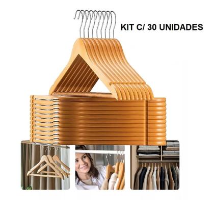 Imagem de Conjunto C/ 10 Cabides Rústico De Alta Qualidade Madeira Resistente