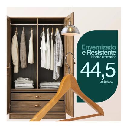 Imagem de Conjunto C/ 10 Cabides Rústico De Alta Qualidade Madeira Resistente