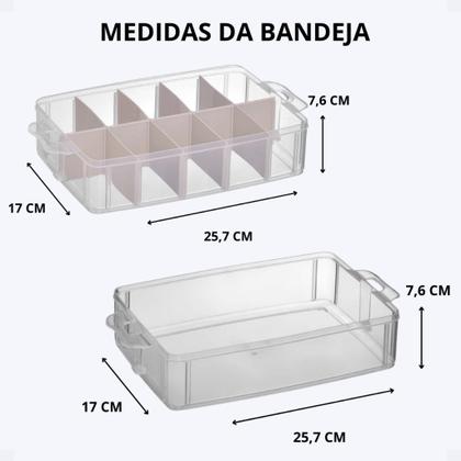 Imagem de Conjunto c/3 maletas organizadora 2 bandej -1 c/10 div + 1 sem divisoria