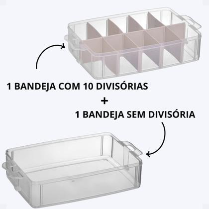 Imagem de Conjunto c/3 maletas organizadora 2 bandej -1 c/10 div + 1 sem divisoria