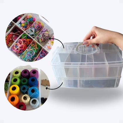 Imagem de Conjunto c/3 maletas organizadora 2 bandej -1 c/10 div + 1 sem divisoria