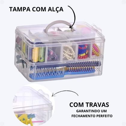 Imagem de Conjunto c/3 maletas organizadora 2 bandej -1 c/10 div + 1 sem divisoria