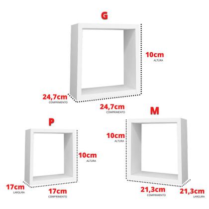Imagem de Conjunto c/ 3 Nichos Quadrados Parede Quarto Decoração MDF