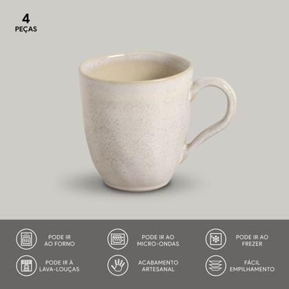 CONJUNTO C/ 4 CANECAS ORGÂNICO LATTE 273ml - Porto Brasil Cerâmica Imagem de CONJUNTO C/ 4 CANECAS ORGÂNICO LATTE 273ml