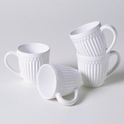 CONJUNTO C/ 4 CANECAS ROMA BRANCO 343 ml - Porto Brasil Cerâmica Imagem de CONJUNTO C/ 4 CANECAS ROMA BRANCO 343 ml