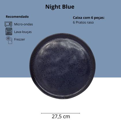 Imagem de CONJUNTO C/ 6 PRATOS RASO NIGHT BLUE Ø 27,5 cm - Porto Brasil Cerâmica