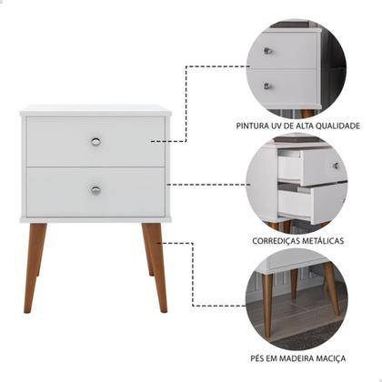 Imagem de Conjunto Cabeceira Cama Casal 1,40 Com Mesa de Cabeceira Quarto berlim Branco ENVIA SOMENTE 01 KIT