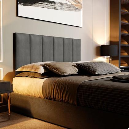 Imagem de Conjunto Cabeceira Cama Casal 1,40 Com Mesa de Cabeceira Quarto berlim cinza