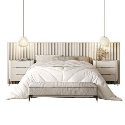 Imagem de Conjunto Cabeceira Casal 280cm com 2 Mesas de Cabeceira