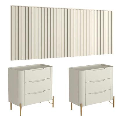 Imagem de Conjunto Cabeceira Casal 280cm com 2 Mesas de Cabeceira