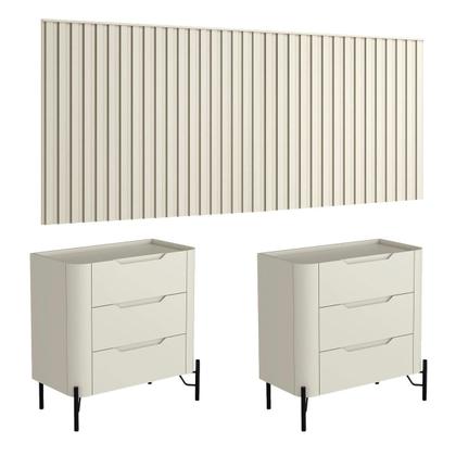 Imagem de Conjunto Cabeceira Casal 280cm com 2 Mesas de Cabeceira