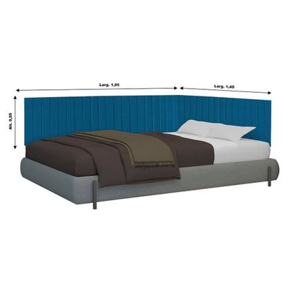 Imagem de Conjunto Cabeceira Casal Palito estofada Suspensa Lateral para Cama box - Várias Cores