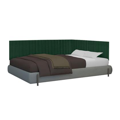 Imagem de Conjunto Cabeceira Casal Palito estofada Suspensa Lateral para Cama box - Várias Cores