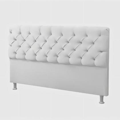 Imagem de Conjunto Cabeceira Casal Recamier Com Baú Capitonê Branco 140cm