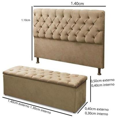 Imagem de Conjunto Cabeceira com Pezeira Casal Bege