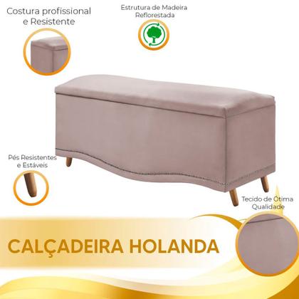 Imagem de Conjunto Cabeceira e Calçadeira Holanda 140cm Veludo Rosê Speciale Home